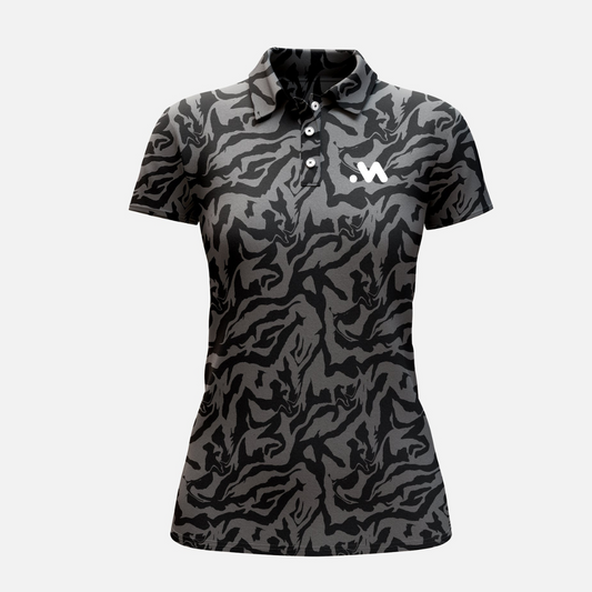 Camisa Polo Golf Camuflado Negro Mujer